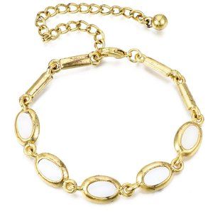 2/$25 NEW Natural shell oval Link Bracelet with extender chain Real shell links